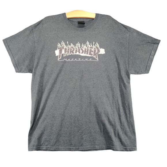 Thrasher Magazine Men's T-Shirt Short Sleeve L Green Gray Crew Neck Regular Fit - Picture 1 of 12